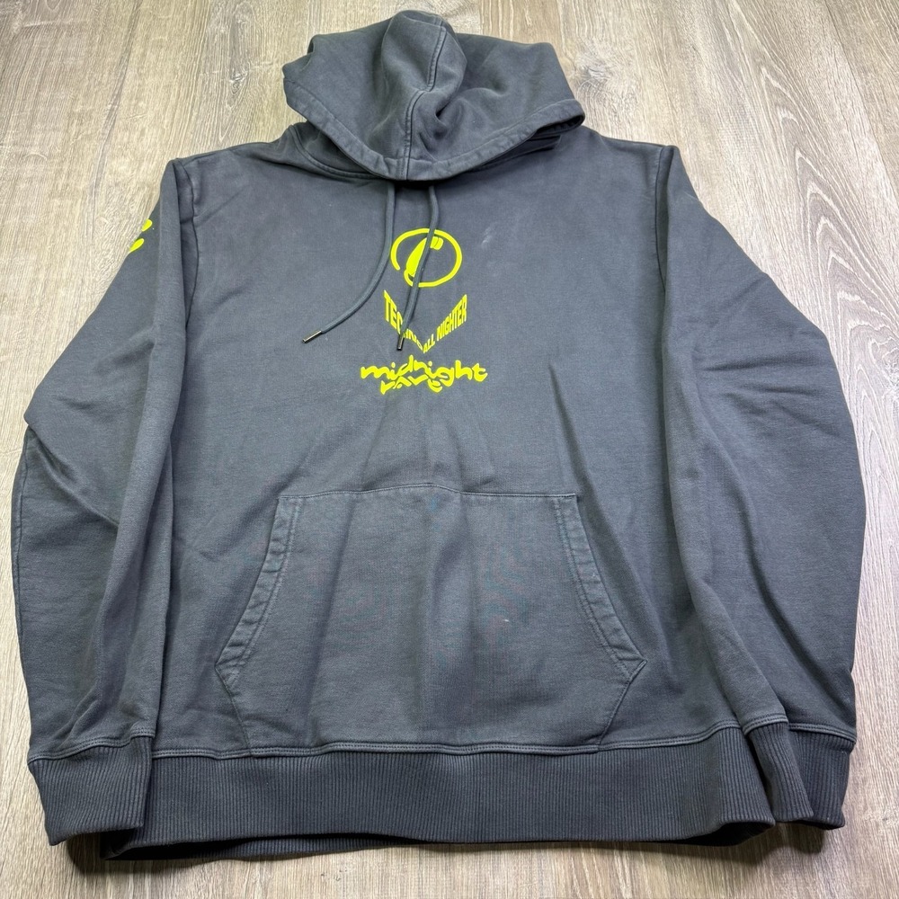 Midnight Rave Mens Gray Shane Gonzales Techno All Nighter Graphic Hoodie Size 4